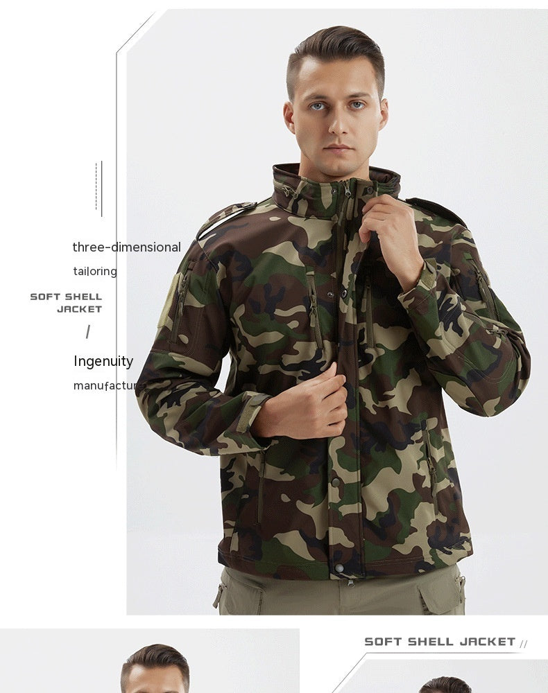 Men's Fleece Camouflage Waterproof Soft Shell Jacket