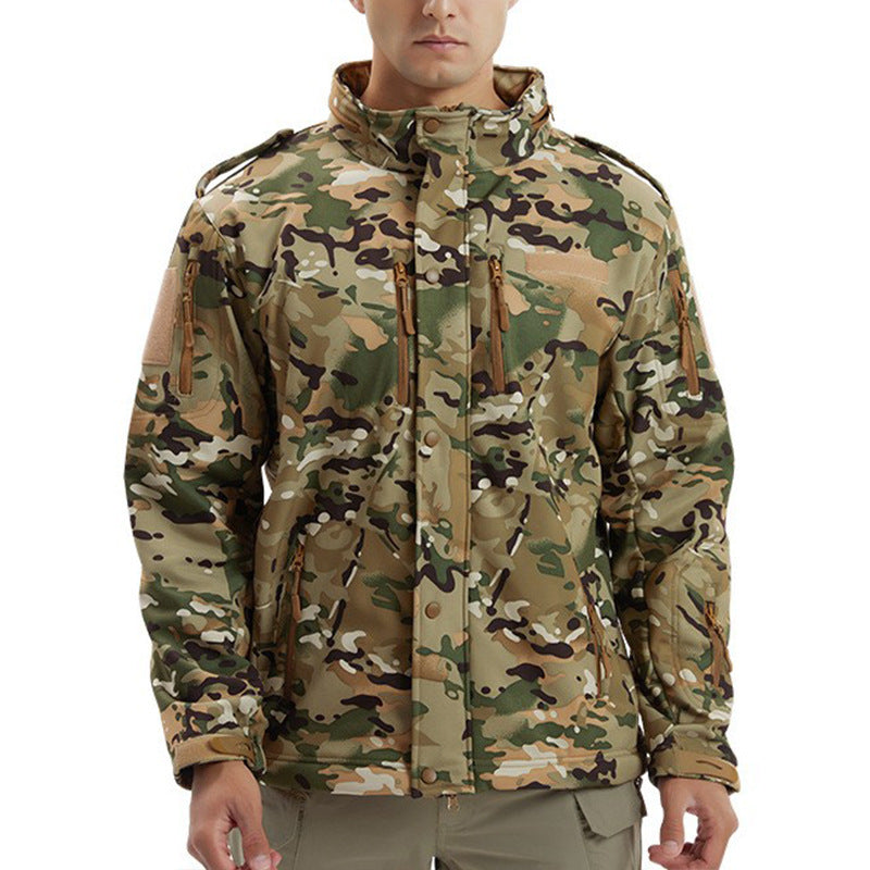 Men's Fleece Camouflage Waterproof Soft Shell Jacket