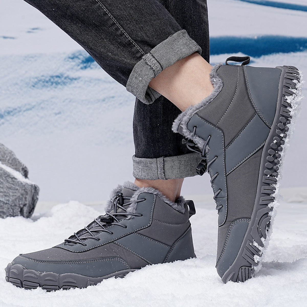 Outdoor Men's Five-finger Cotton-padded Shoes