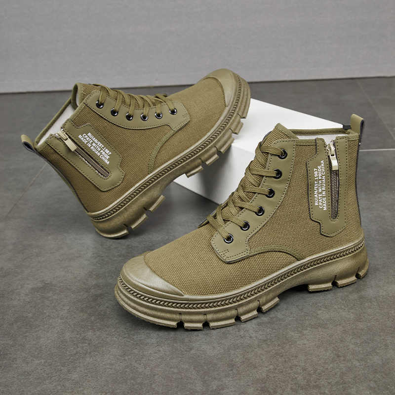 Men's Side Zipper High-top Thicker Shoes