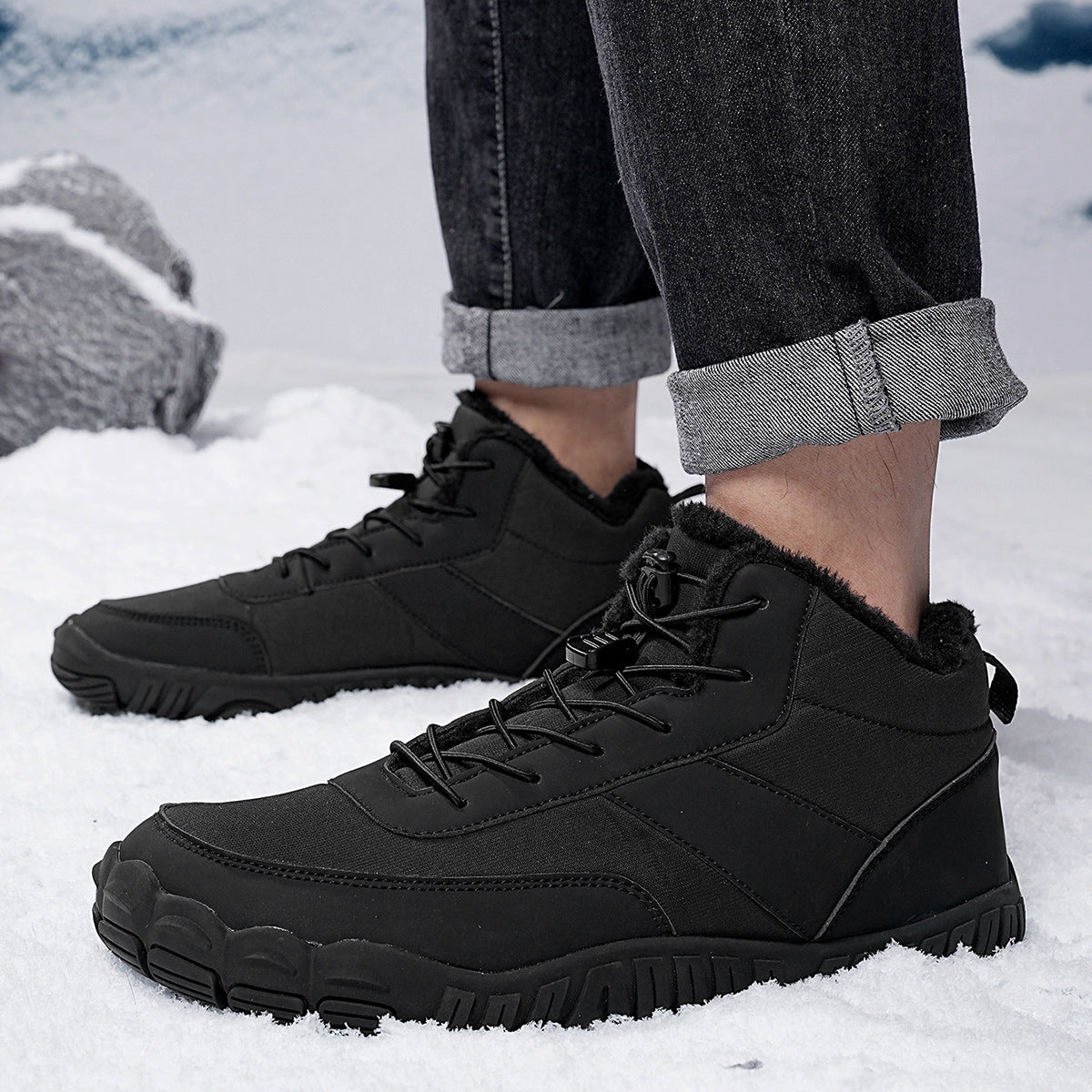 Outdoor Men's Five-finger Cotton-padded Shoes